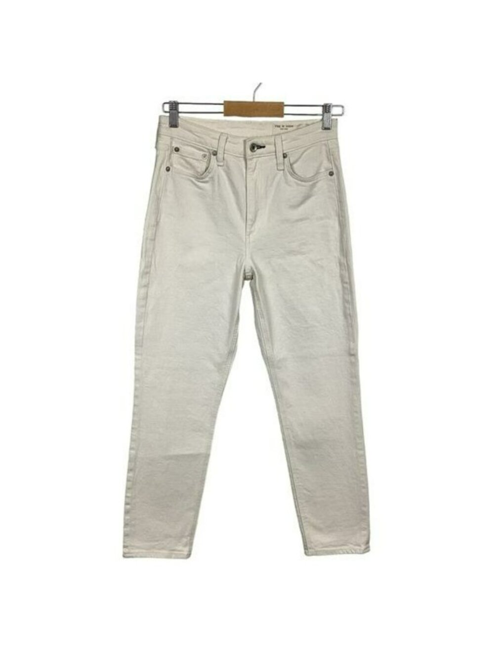 Rag & Bone Nina High-Rise Ankle Cigarette Jeans Ecru NWOT Size 27 - Picture 8 of 16